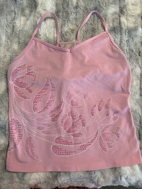 Pink Floral Strappy Tank Top